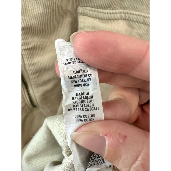 OFFLINE AERIE | Corduroy Half Zip Pullover Shacket Jacket Tan Frayed Hem | XL - Picture 7 of 8
